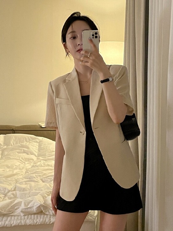 Korean Lifestyle & Kids Boutique Photos - เสื้อแจ็คเก็ตสูทแขนสั้นผู้หญิง สไตล์เกาหลี ฤดูใบไม้ผลิ ฤดูใบไม้ร่วง ฤดูหนาว ชุดลำลอง