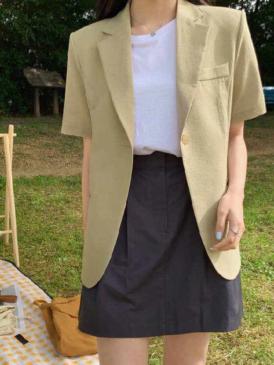 เสื้อแจ็คเก็ตสูทแขนสั้นผู้หญิง - Korean Lifestyle & Kids Boutique Photos บทวิจารณ์และราคา